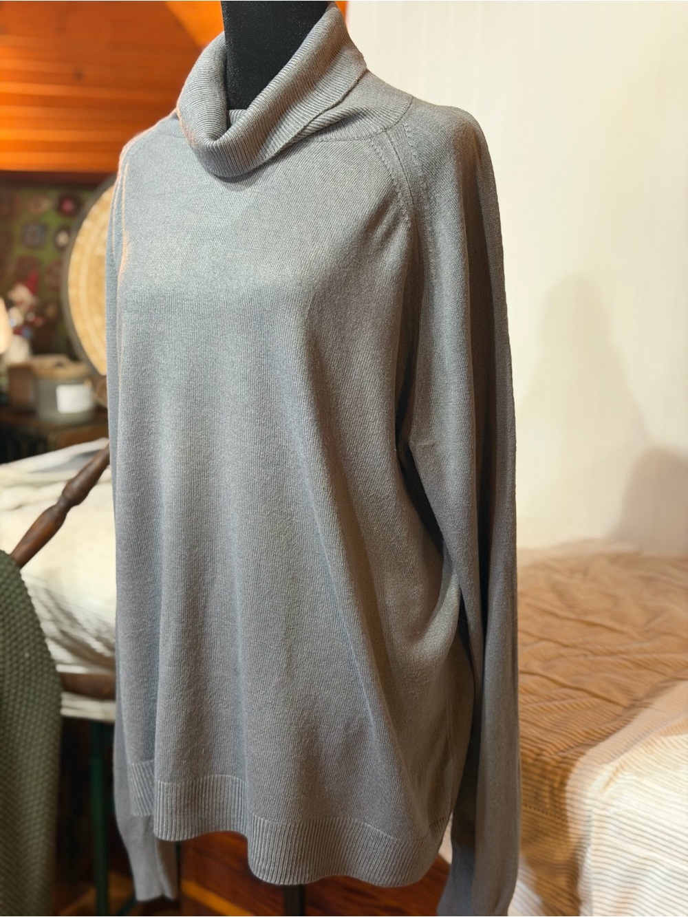 Karen Scott Gray Cowl-Neck Sweater 3x